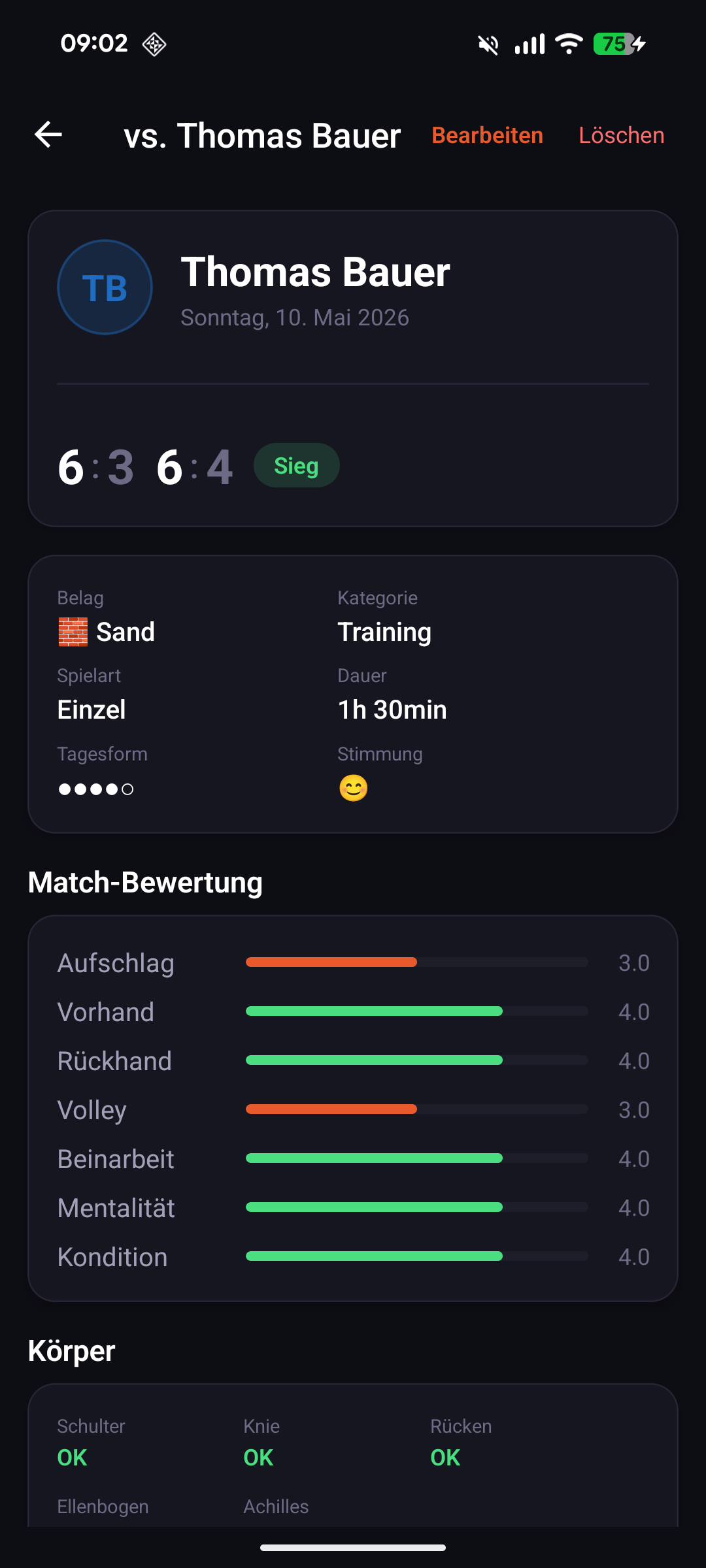 Match Bewertung